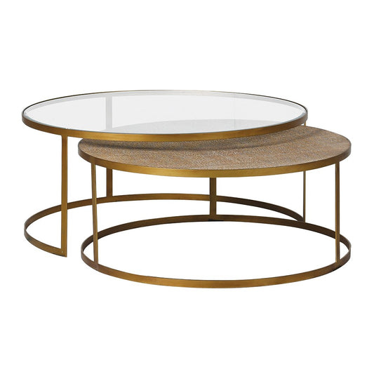 Aged Gold Coffee Table (Nest of 2) D100cm
