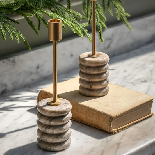 Novi Gold & Marble Candle Stick