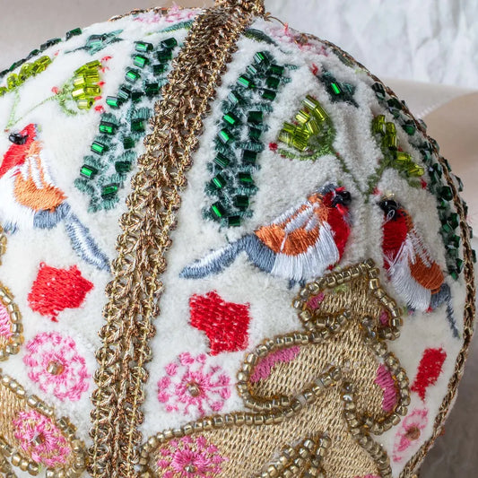 Birds Embroidered Tree Bauble