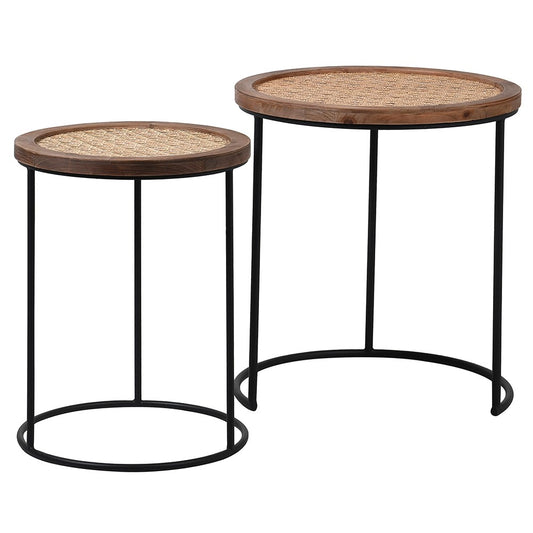 Rattan Top Side Table (Nest of 2)
