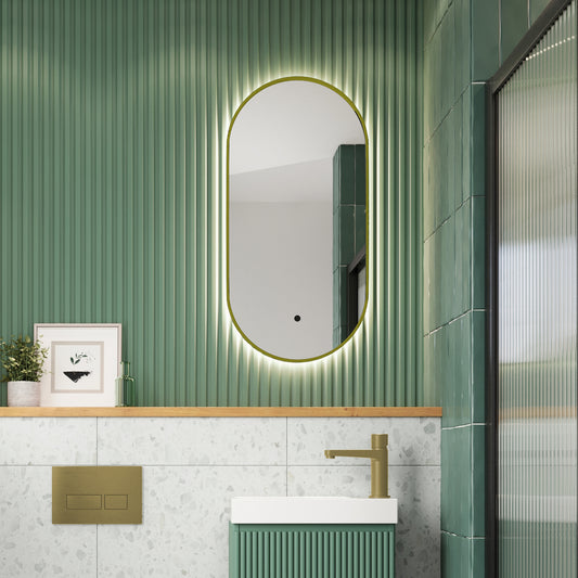 Aubrey Slim LED Mirror Brass 400×800