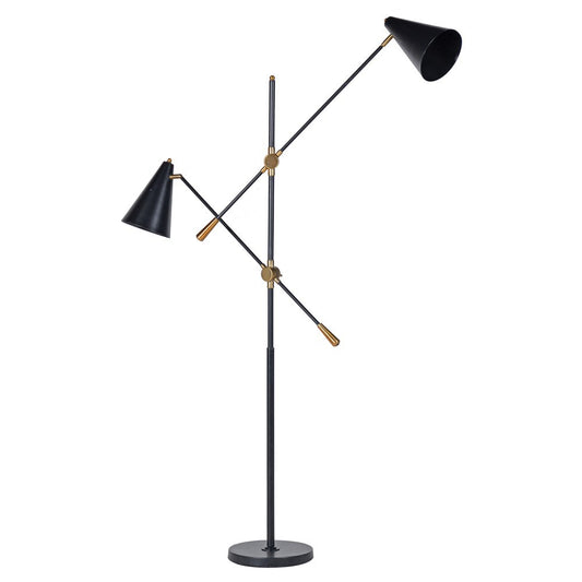 Black Adjustable Twin Floor Lamp