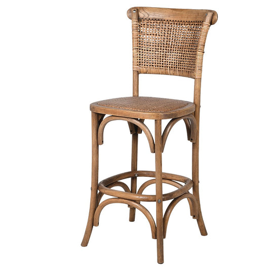 Oak Rattan Back Counter Stool