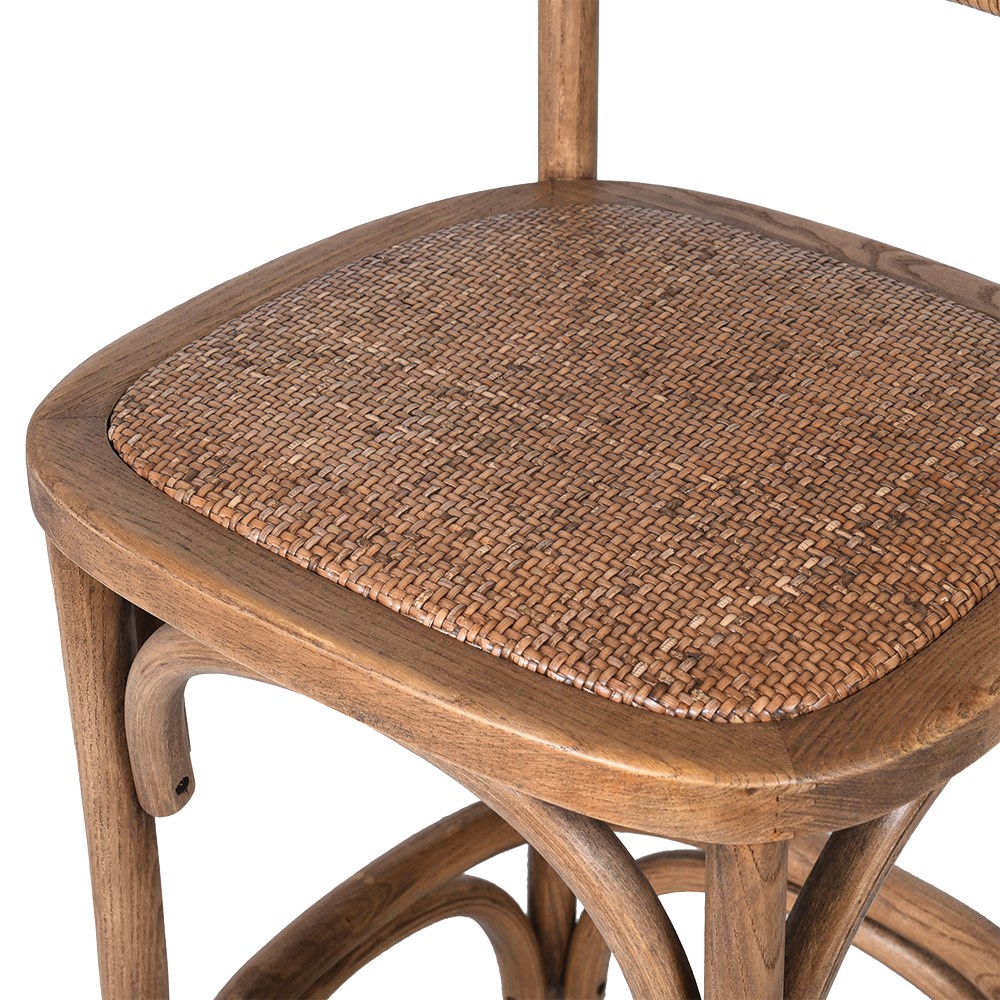 Oak Rattan Back Counter Stool