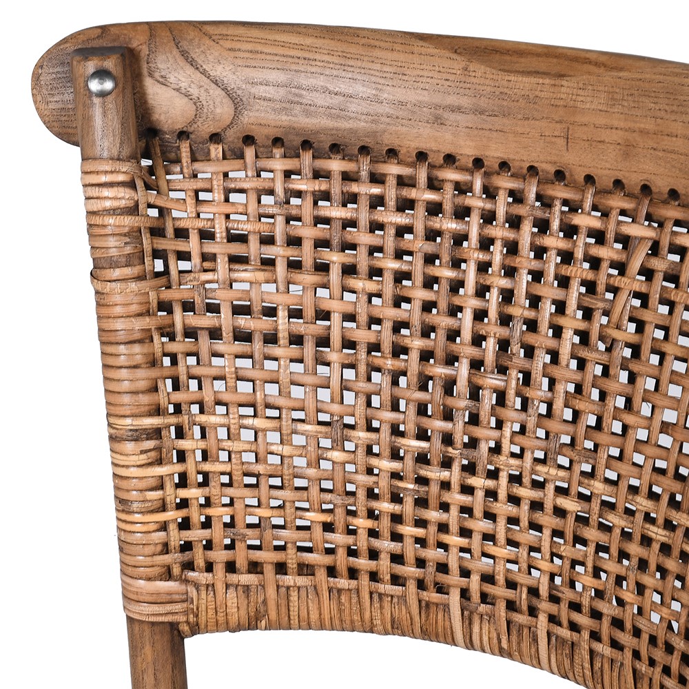 Oak Rattan Back Counter Stool
