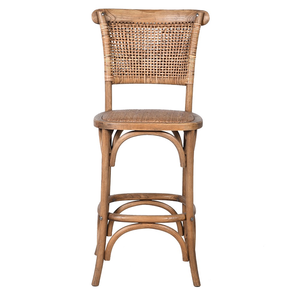 Oak Rattan Back Counter Stool