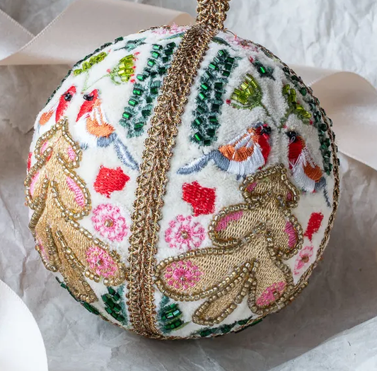 Birds Embroidered Tree Bauble